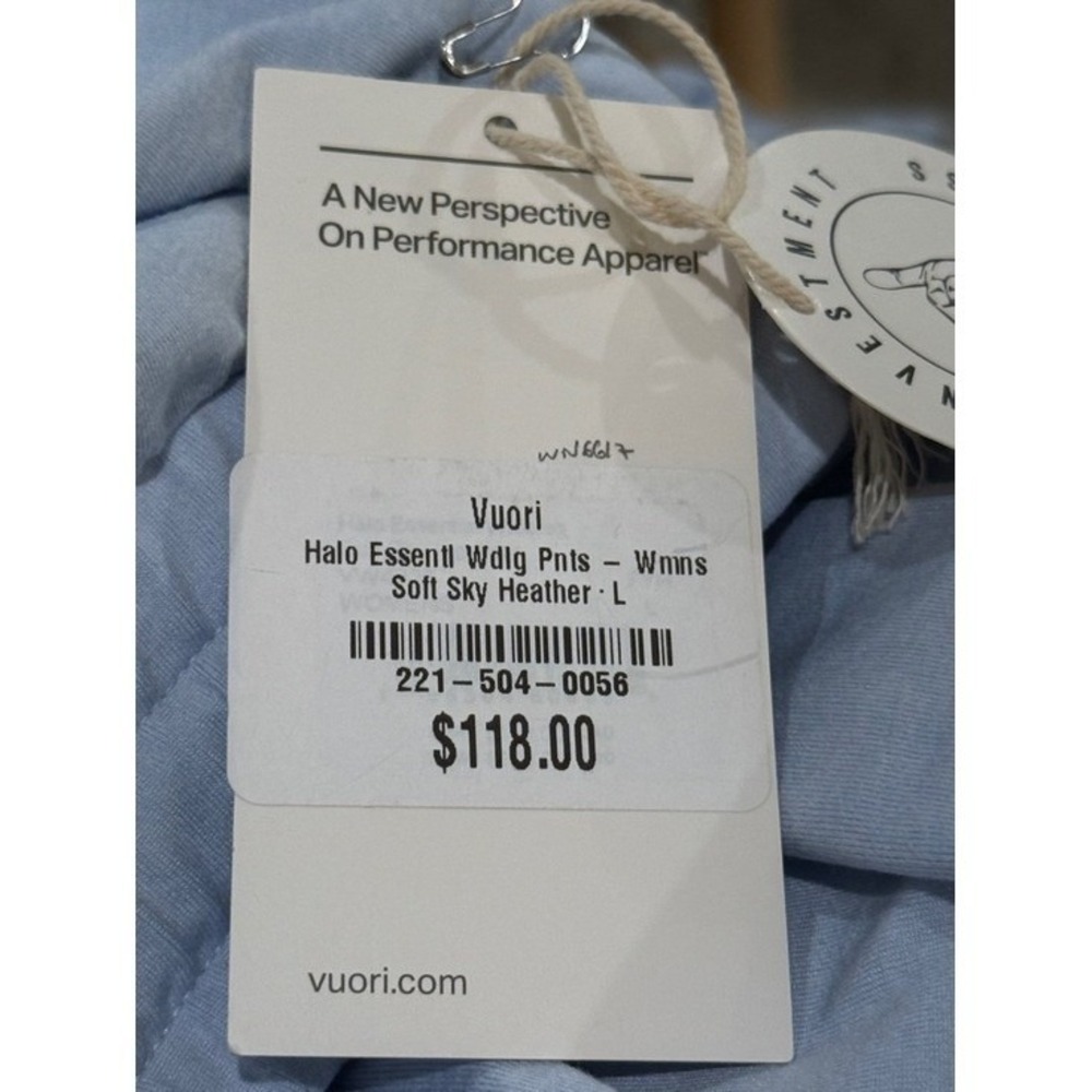 VUORI Halo Essential Wide Leg Pant Soft Sky Heather Blue Size Large NWT 🩵✨ - Picture 2 of 5